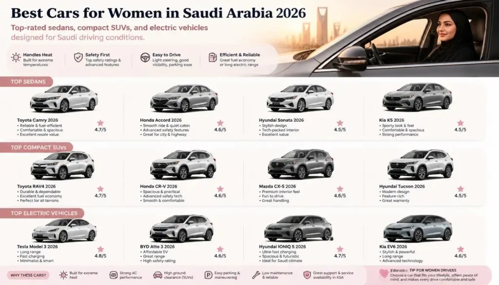 افضل سيارة للبنات في السعودية 2026: دليل شامل لاختيار السيارة المثالية