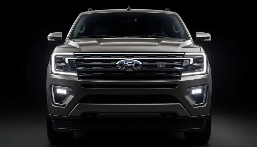 التصميم الأمامي الجديد كلياً لفورد إكسبيديشن 2026 , شريط إضاءة LED متصل وشبكة تهوية ضخمة
